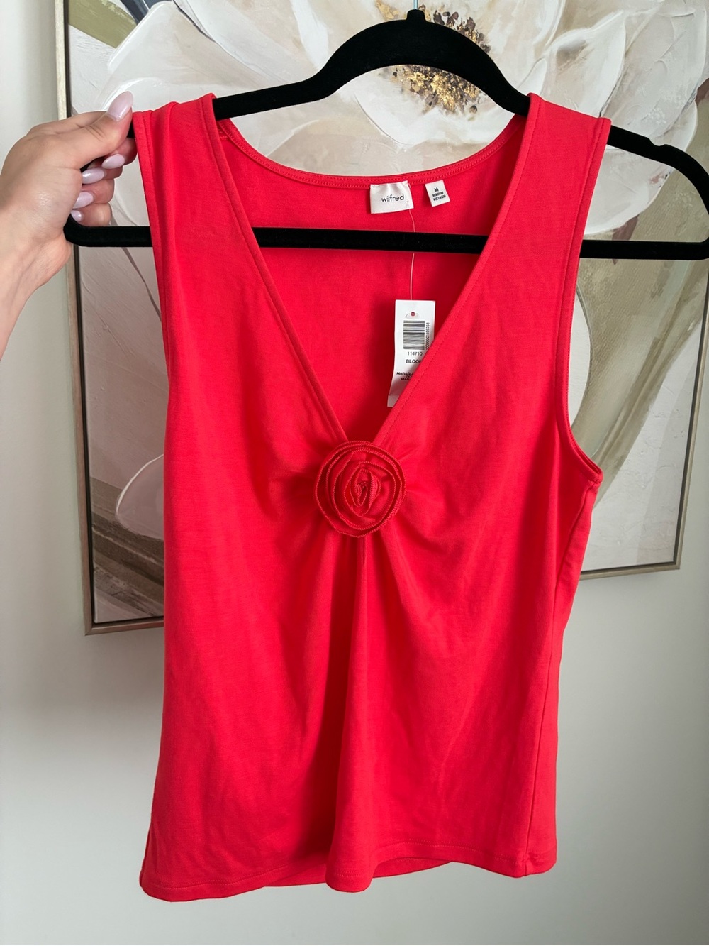 Wilfred Bright Coral V-Neck Tank with Rosette